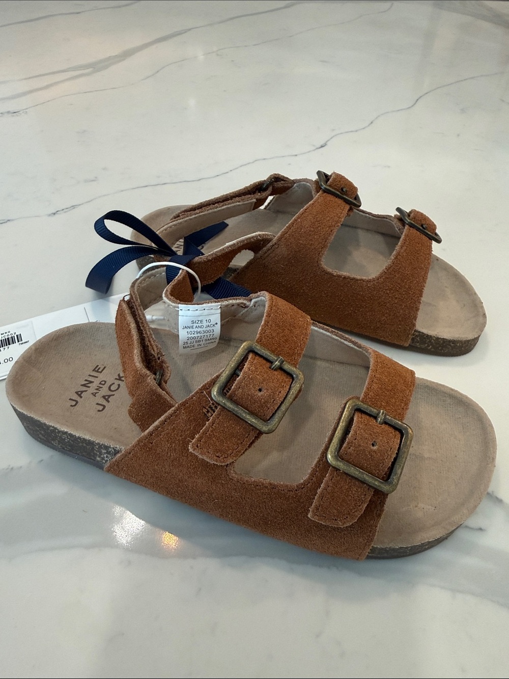 Janie and Jack Brown Suede Double-Buckle toddler boy Sandals size 10